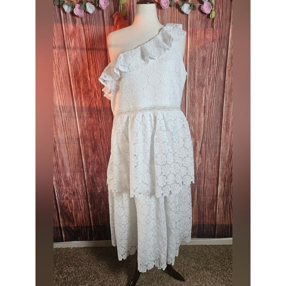 Arula Crochet Lace One Shouler Lace Midi Dress Plus Size 2X